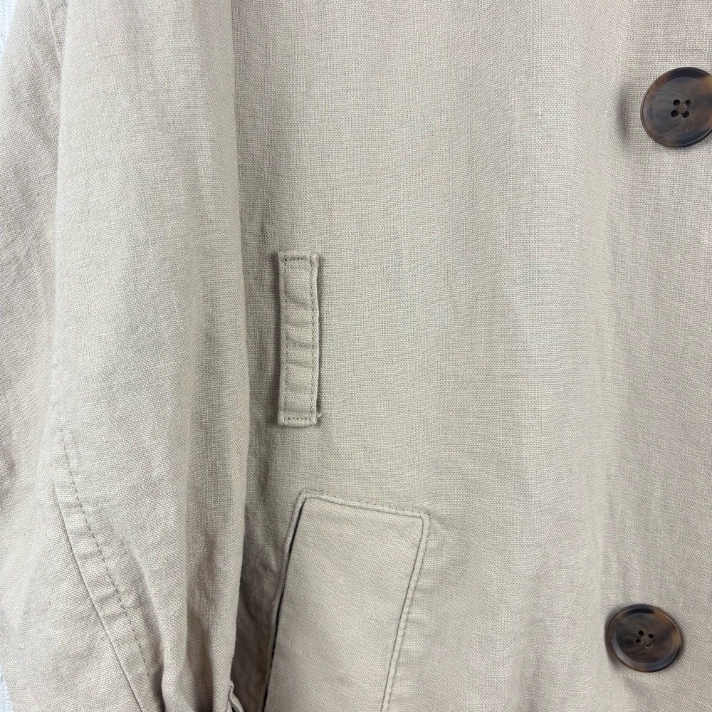 A New Day Women's Cream Double-Breasted Linen Trench Coat Large Gorpcore - Picture 9 of 14